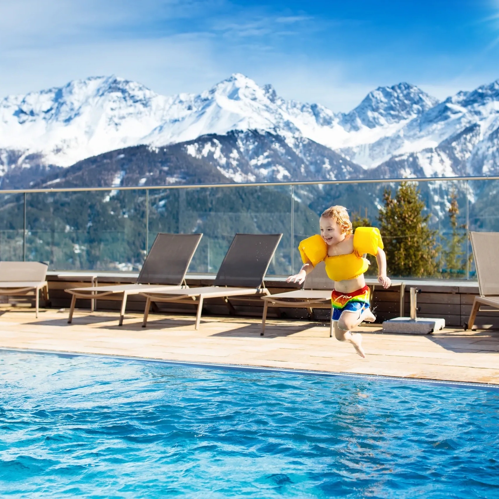 Commercial pool and spa facility at an upscale resort